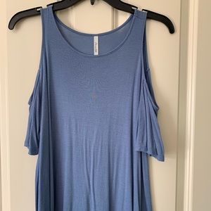 Blue cold-shoulder top
